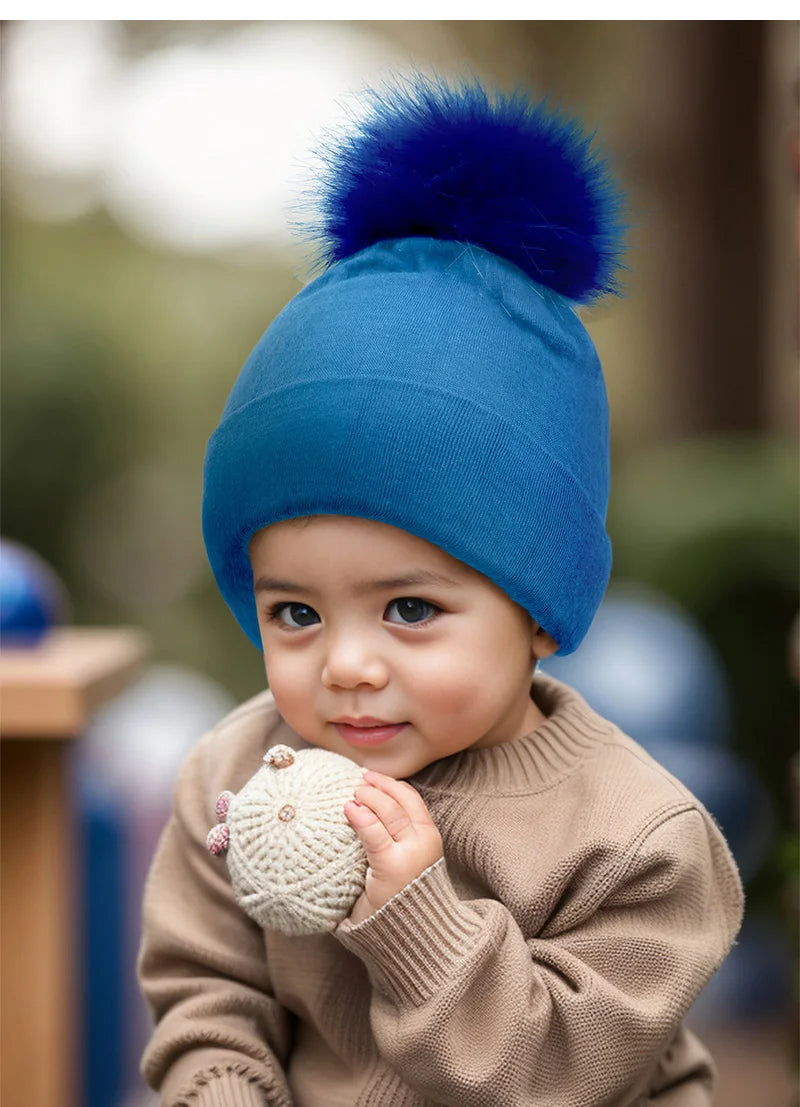 Newborn Hat for Girls Boys Pompom Baby Beanie Autumn Winter Infant Cap Toddler Hats Big Elastic Baby Accessories 0-6M