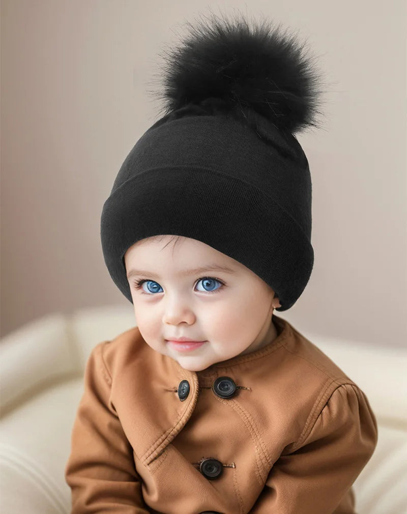 Newborn Hat for Girls Boys Pompom Baby Beanie Autumn Winter Infant Cap Toddler Hats Big Elastic Baby Accessories 0-6M