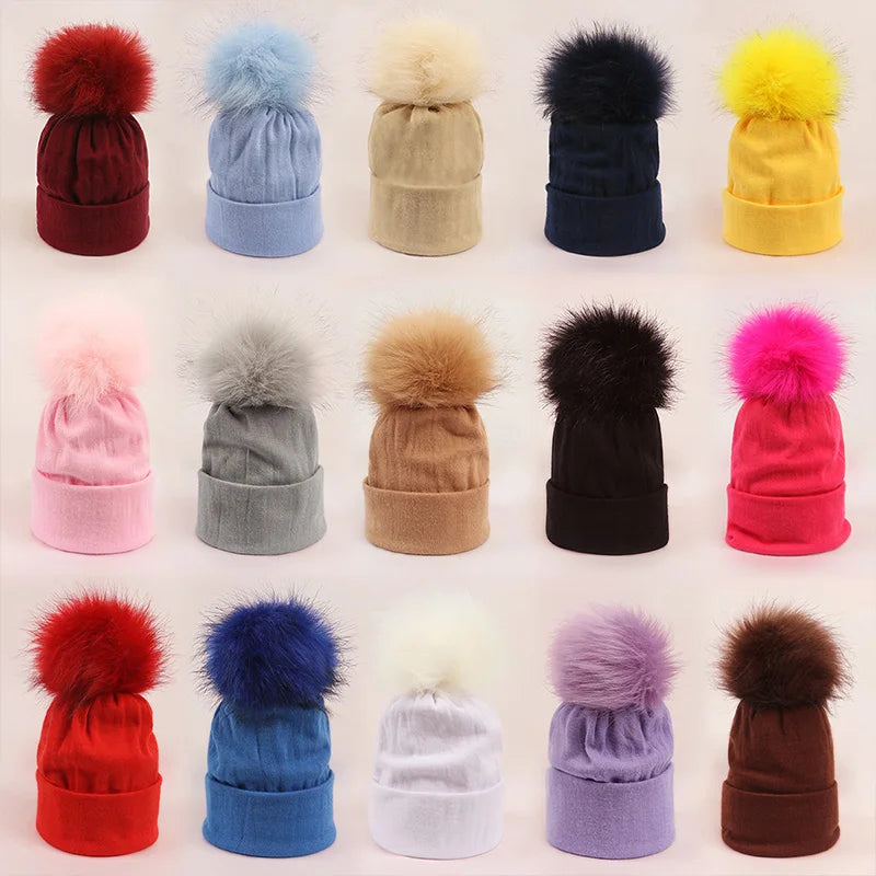 Newborn Hat for Girls Boys Pompom Baby Beanie Autumn Winter Infant Cap Toddler Hats Big Elastic Baby Accessories 0-6M