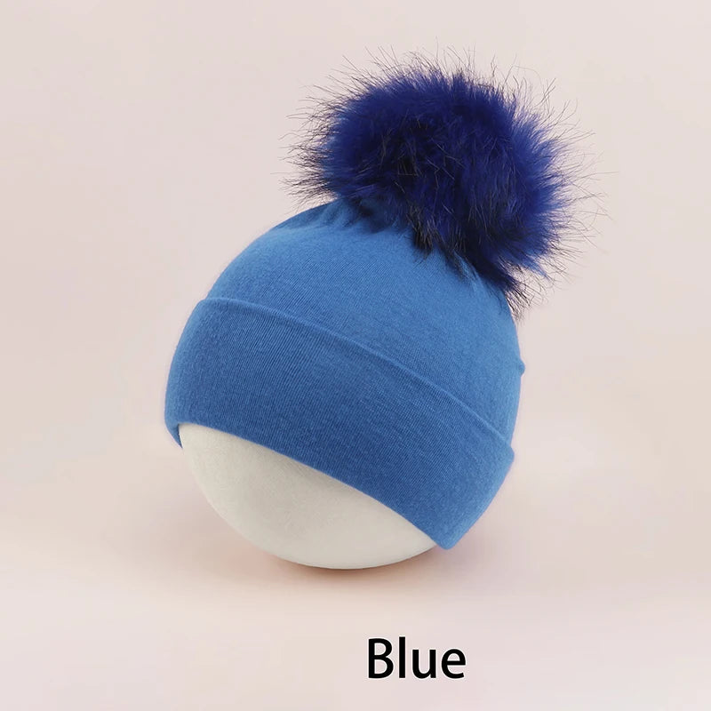 Newborn Hat for Girls Boys Pompom Baby Beanie Autumn Winter Infant Cap Toddler Hats Big Elastic Baby Accessories 0-6M