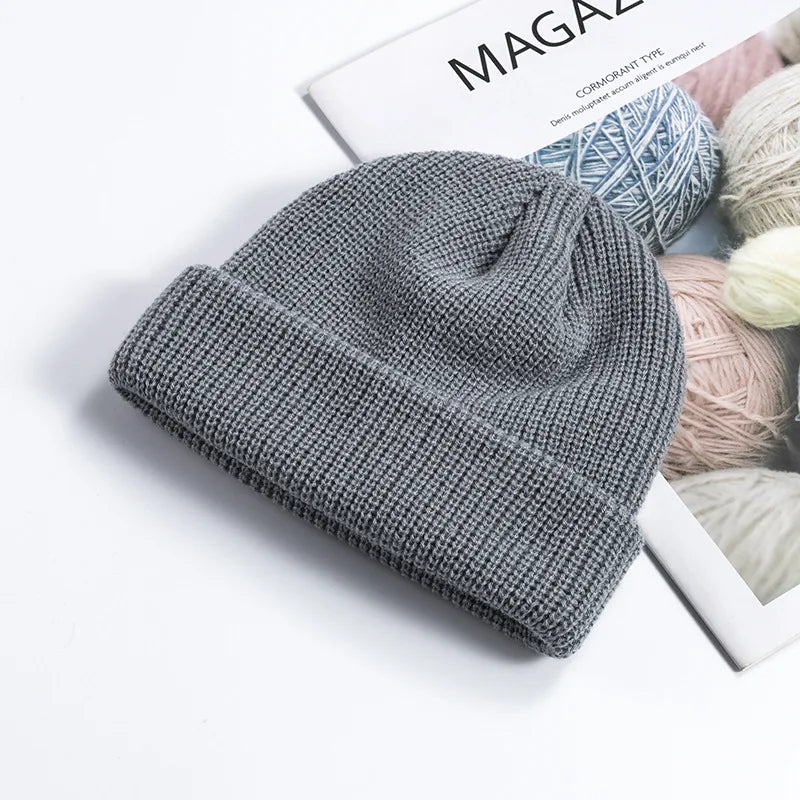 Winter Warm Beanies Women Men Knitted Hats Boys Girls Skullies Hat Solid Color Unisex Autumn SkullCap Casual Elastic Hip Hop Hat