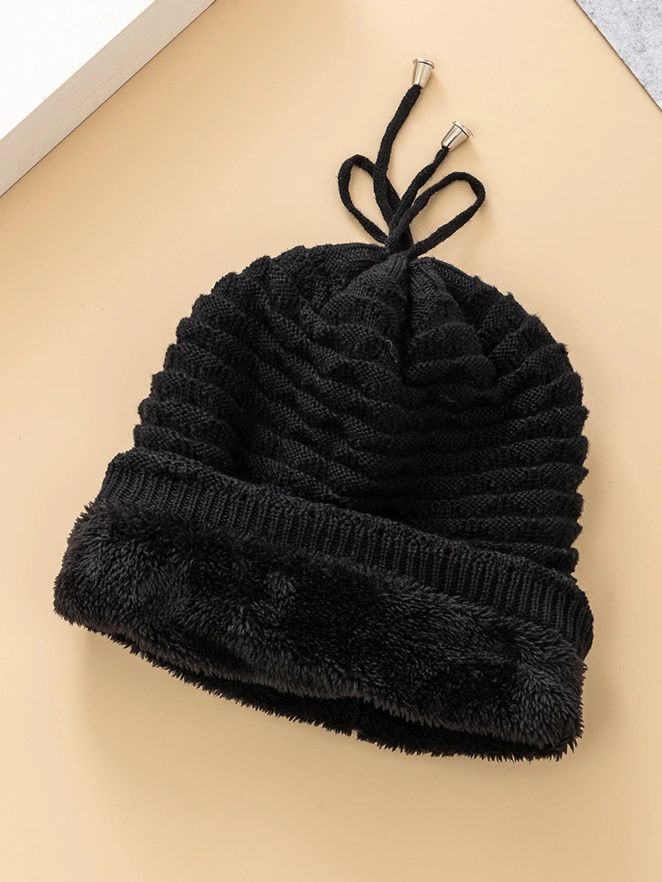 New Unisex Slouchy Winter Hats Add Fur Lined Men And Women Neck Collar And Hat Dual-use Casual Label Decor Winter Knitted Hats