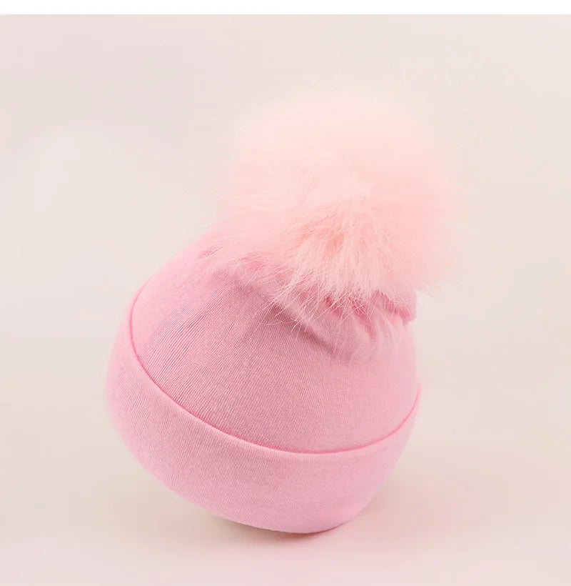 Newborn Hat for Girls Boys Pompom Baby Beanie Autumn Winter Infant Cap Toddler Hats Big Elastic Baby Accessories 0-6M