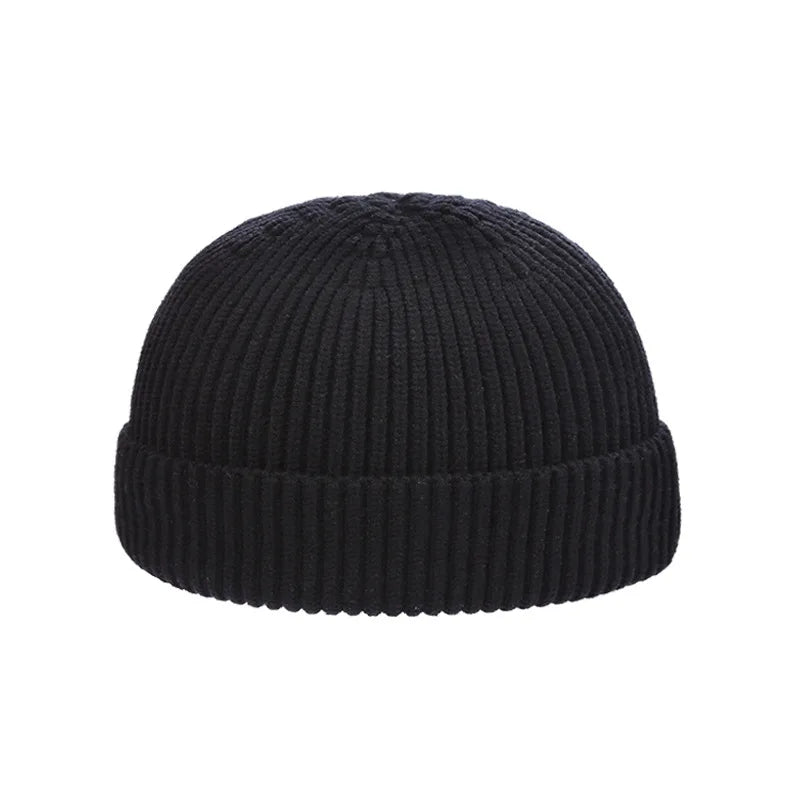 Autumn Men's Pullover Melon Cap Simple Solid Color Knitted Hats For Women's Winter Outdoor Warm Beanie Street Hip Hop Cold Hat