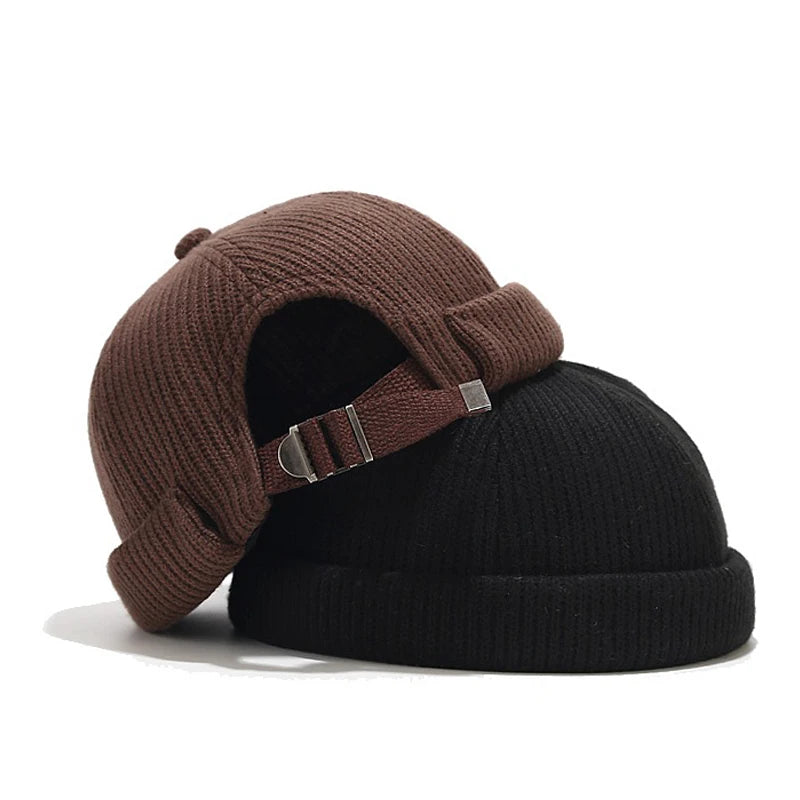 Bocca Knitted Docker Cap Beanies Brimless Hat Without Visor Skullcap Men Women Solid Color Warm Thick Winter Hat Street Fashion