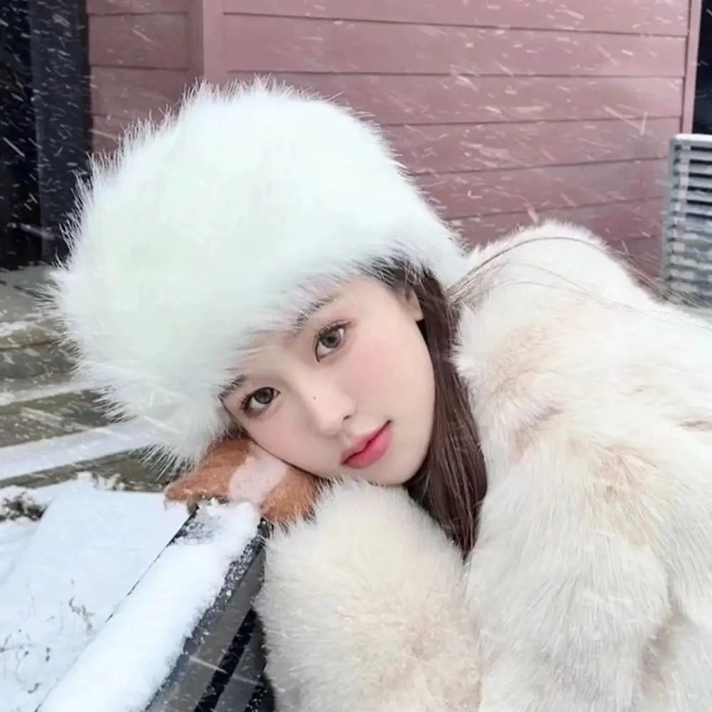 Hot Sale Fur Hat Women Warm Snow Ski Cap Female Faux Fox Fur Thick Warm Winter Hat Lady Windproof Russian Hat Ear Warmer Bonnet