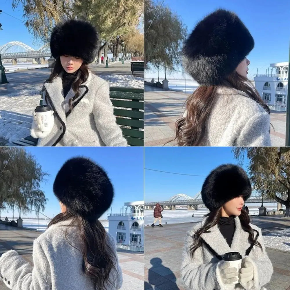 Hot Sale Fur Hat Women Warm Snow Ski Cap Female Faux Fox Fur Thick Warm Winter Hat Lady Windproof Russian Hat Ear Warmer Bonnet