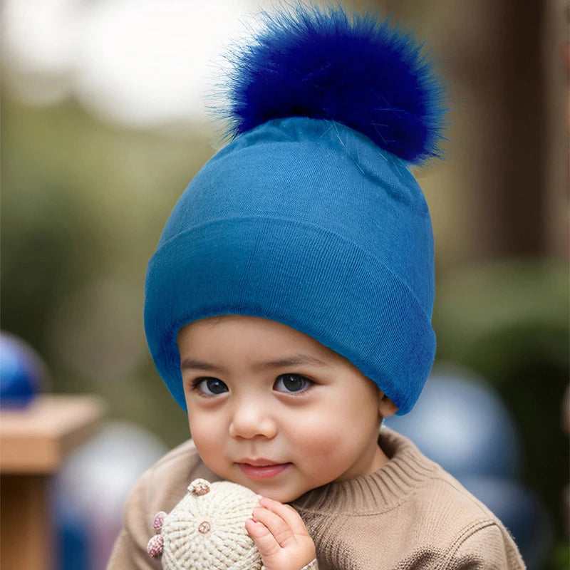 Newborn Hat for Girls Boys Pompom Baby Beanie Autumn Winter Infant Cap Toddler Hats Big Elastic Baby Accessories 0-6M