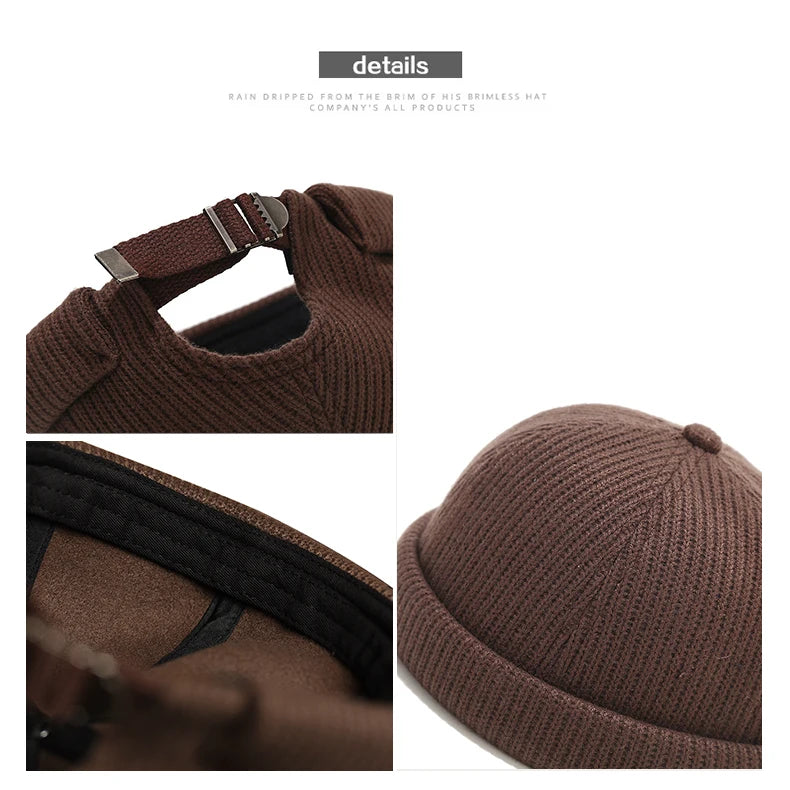 Bocca Knitted Docker Cap Beanies Brimless Hat Without Visor Skullcap Men Women Solid Color Warm Thick Winter Hat Street Fashion