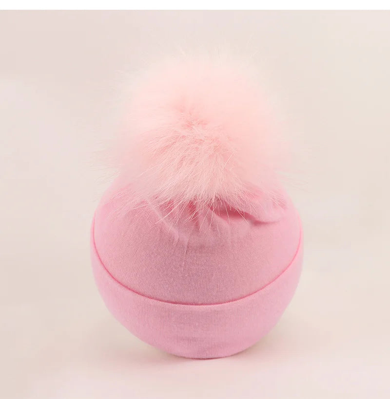 Newborn Hat for Girls Boys Pompom Baby Beanie Autumn Winter Infant Cap Toddler Hats Big Elastic Baby Accessories 0-6M