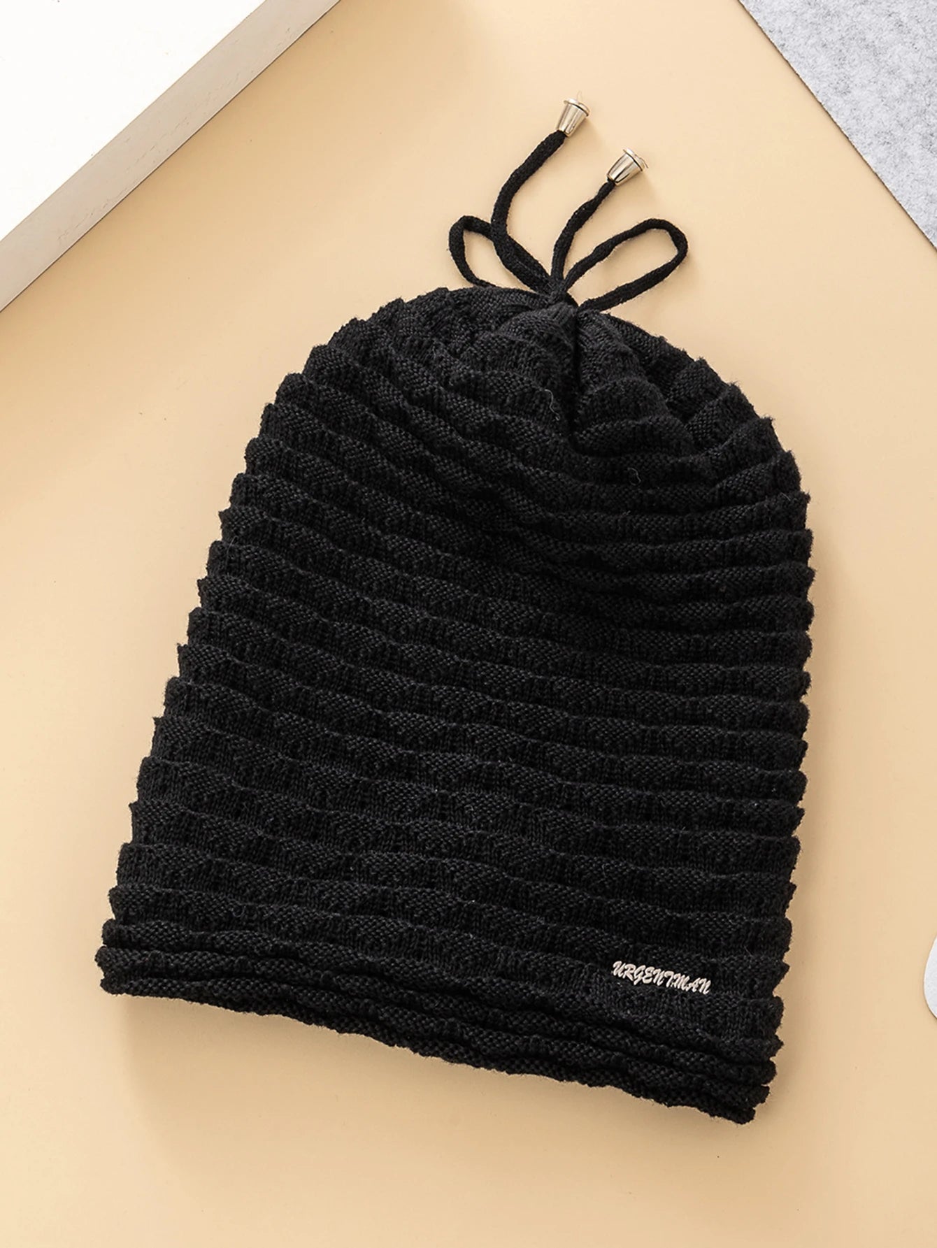 New Unisex Slouchy Winter Hats Add Fur Lined Men And Women Neck Collar And Hat Dual-use Casual Label Decor Winter Knitted Hats