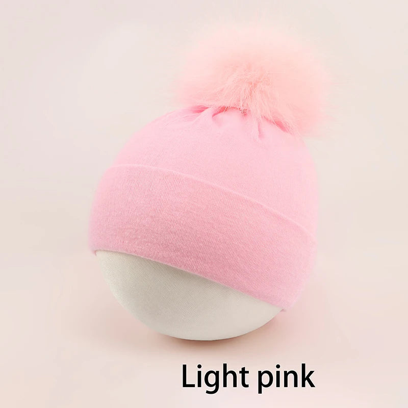 Newborn Hat for Girls Boys Pompom Baby Beanie Autumn Winter Infant Cap Toddler Hats Big Elastic Baby Accessories 0-6M