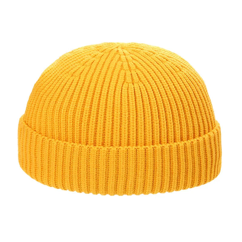 Autumn Men's Pullover Melon Cap Simple Solid Color Knitted Hats For Women's Winter Outdoor Warm Beanie Street Hip Hop Cold Hat