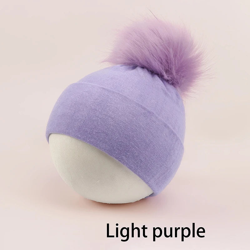 Newborn Hat for Girls Boys Pompom Baby Beanie Autumn Winter Infant Cap Toddler Hats Big Elastic Baby Accessories 0-6M