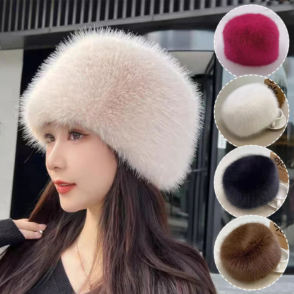 Hot Sale Fur Hat Women Warm Snow Ski Cap Female Faux Fox Fur Thick Warm Winter Hat Lady Windproof Russian Hat Ear Warmer Bonnet