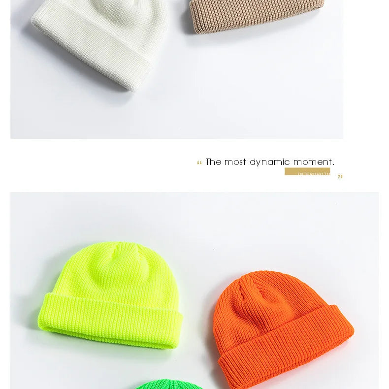 Winter Warm Beanies Women Men Knitted Hats Boys Girls Skullies Hat Solid Color Unisex Autumn SkullCap Casual Elastic Hip Hop Hat