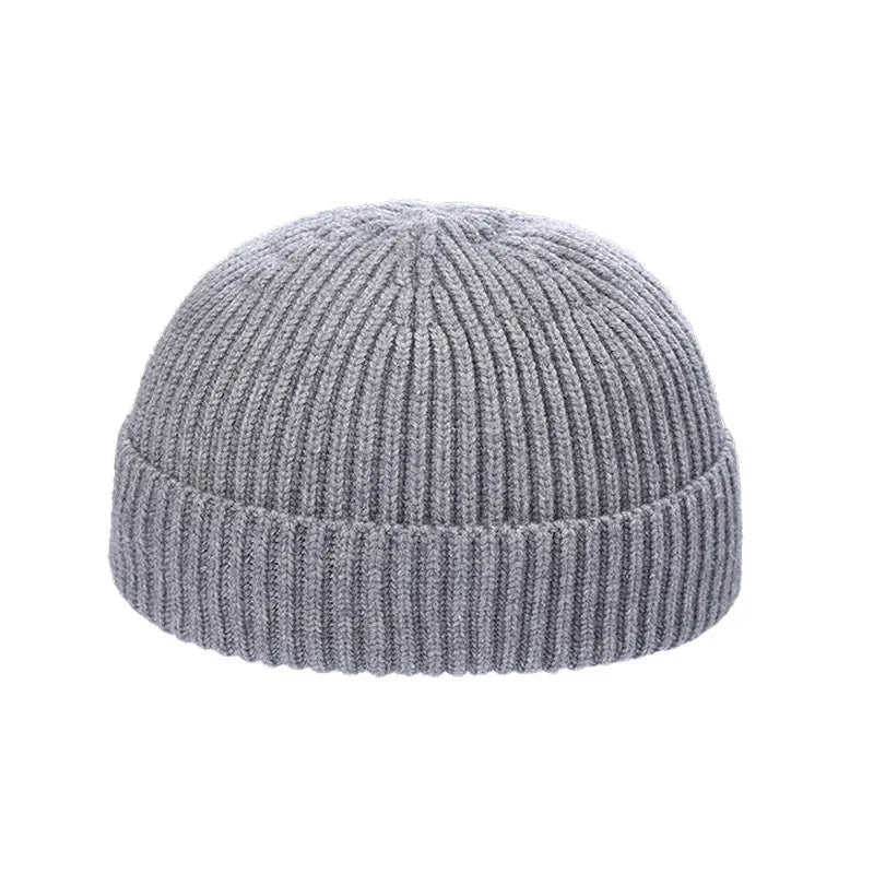 Autumn Men's Pullover Melon Cap Simple Solid Color Knitted Hats For Women's Winter Outdoor Warm Beanie Street Hip Hop Cold Hat