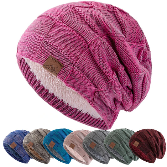 Hot Sale Women Winter Hats Fashion Slouchy Warm Beanie Fashion Female Multicolor Mixing Color Design Knitted Cap