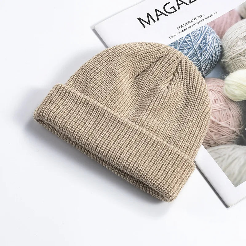 Winter Warm Beanies Women Men Knitted Hats Boys Girls Skullies Hat Solid Color Unisex Autumn SkullCap Casual Elastic Hip Hop Hat