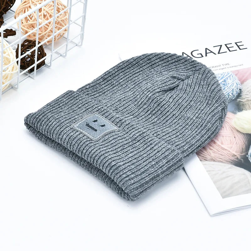 Autumn Winter Men  Women hip-hop Expression Embroidered Label Knitted Cap Outdoor Fashion Warm Cap Sports Cold Wool Hat