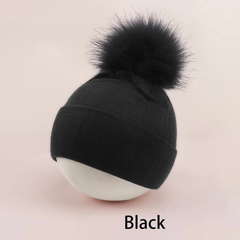 Newborn Hat for Girls Boys Pompom Baby Beanie Autumn Winter Infant Cap Toddler Hats Big Elastic Baby Accessories 0-6M